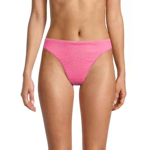 VERONICA BEARD 'Marau' Textured-Rib Bikini Bottom Pink Sherbet